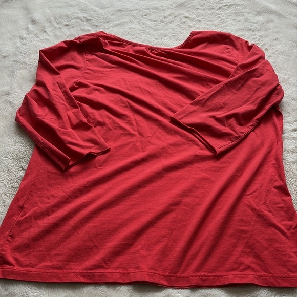 L.L.Bean Coral Scoop-Neck Top – Size Large | Sleeves Have Been Cropped - Picture 4 of 5
